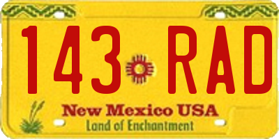 NM license plate 143RAD