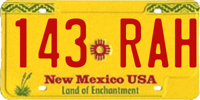 NM license plate 143RAH