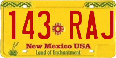 NM license plate 143RAJ