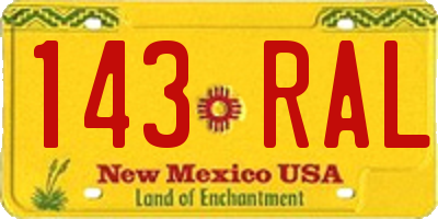 NM license plate 143RAL