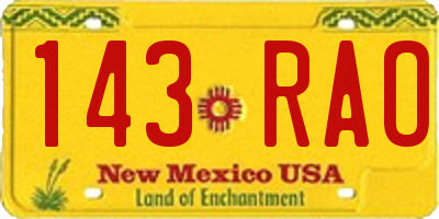 NM license plate 143RAO