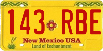 NM license plate 143RBE
