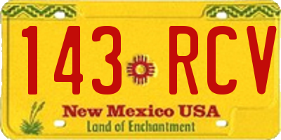 NM license plate 143RCV