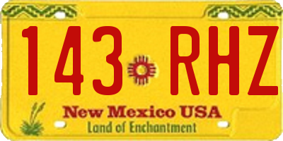 NM license plate 143RHZ