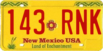 NM license plate 143RNK