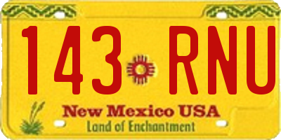 NM license plate 143RNU