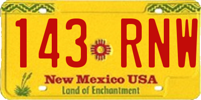 NM license plate 143RNW