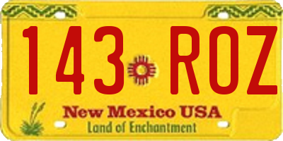 NM license plate 143ROZ