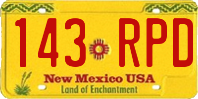 NM license plate 143RPD