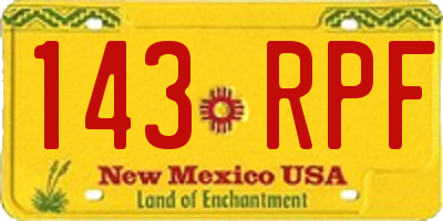 NM license plate 143RPF