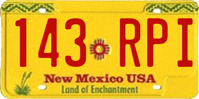 NM license plate 143RPI