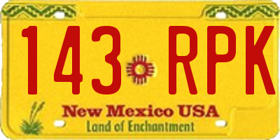 NM license plate 143RPK