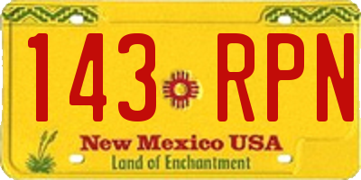 NM license plate 143RPN