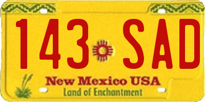 NM license plate 143SAD