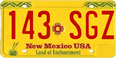 NM license plate 143SGZ
