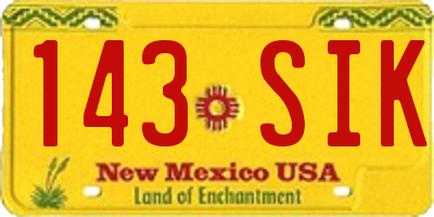 NM license plate 143SIK