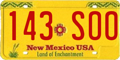 NM license plate 143SOO