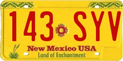NM license plate 143SYV