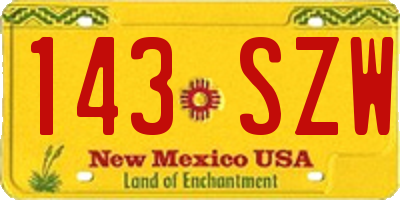 NM license plate 143SZW