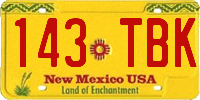 NM license plate 143TBK
