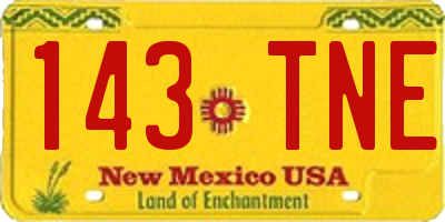 NM license plate 143TNE