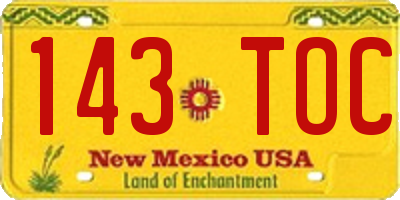 NM license plate 143TOC