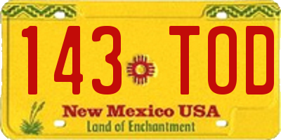 NM license plate 143TOD