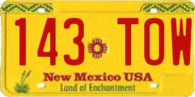 NM license plate 143TOW