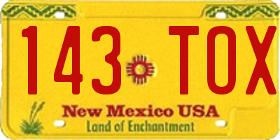 NM license plate 143TOX