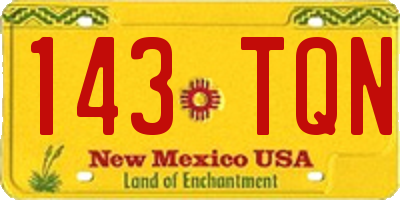 NM license plate 143TQN