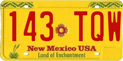NM license plate 143TQW