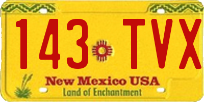 NM license plate 143TVX