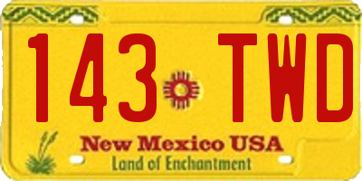 NM license plate 143TWD