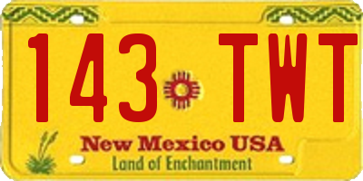NM license plate 143TWT