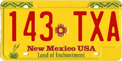 NM license plate 143TXA