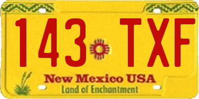 NM license plate 143TXF