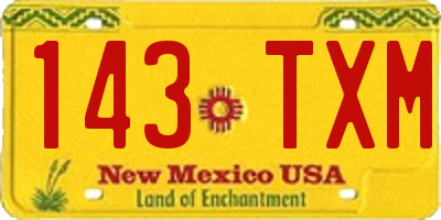 NM license plate 143TXM