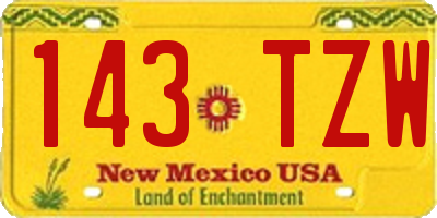 NM license plate 143TZW