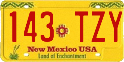 NM license plate 143TZY