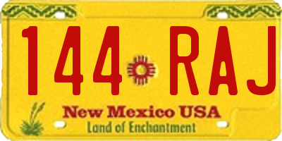 NM license plate 144RAJ