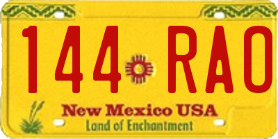 NM license plate 144RAO