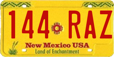 NM license plate 144RAZ