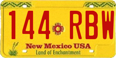 NM license plate 144RBW
