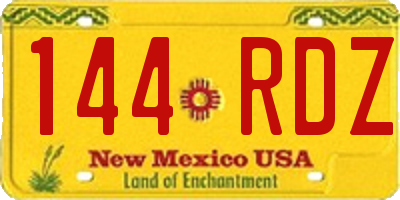 NM license plate 144RDZ
