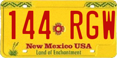 NM license plate 144RGW