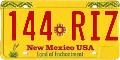 NM license plate 144RIZ