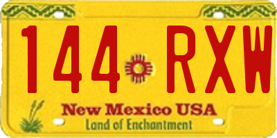 NM license plate 144RXW