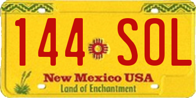 NM license plate 144SOL