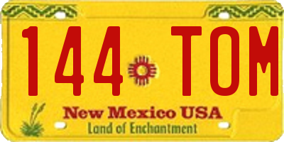 NM license plate 144TOM