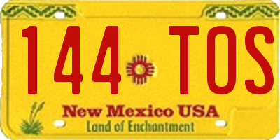 NM license plate 144TOS